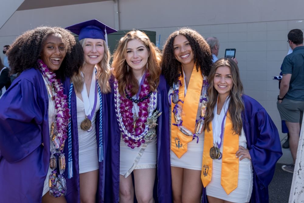 The question is: Would these 2021 North Thurston High School graduates have achieved better educational results had the district adopted a Balanced Calendar? Shown, l-r, are Hannah Brannam, Maddie Hansen, Annie Hoffman, Cirena Adams and Helene Budd.